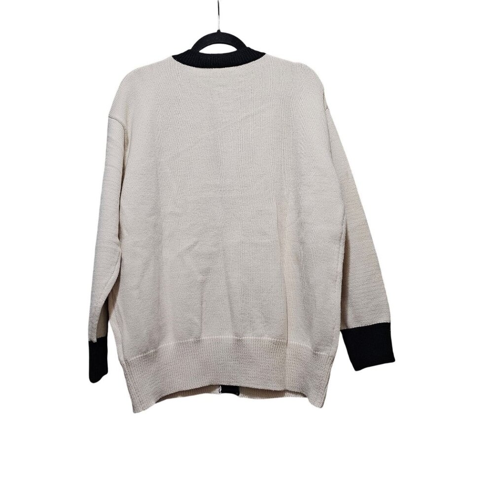 MOTF Womens Black & White Cardigan Sweater Large Button-Down Long Sleeve Acrylic - Picture 3 of 11